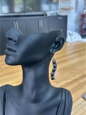Sterling Silver Black Onix Drop Earrings